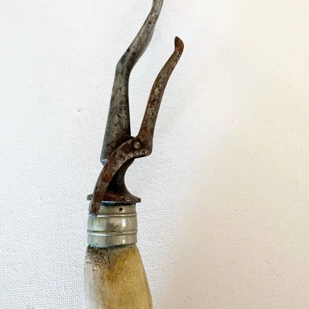 Vintage Antler Handled Meat Fork Handle Hunting Cabin 11” Long Horn Stag Deer
